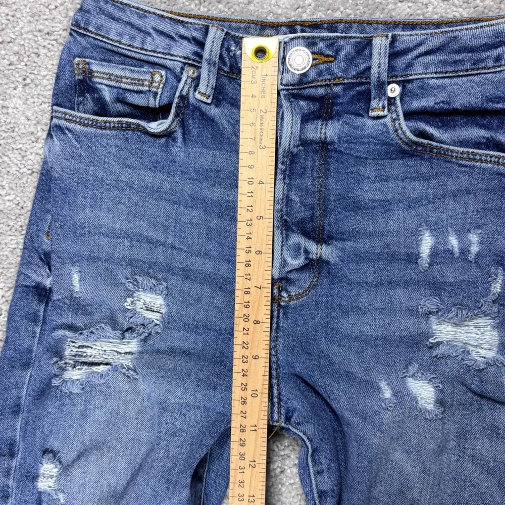 Forever 21 Womens High Rise Skinny Distressed‎ Button Fly Blue Jeans Size 28